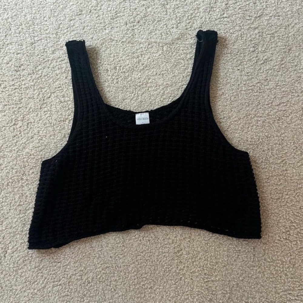 wild fable black crochet cropped tank